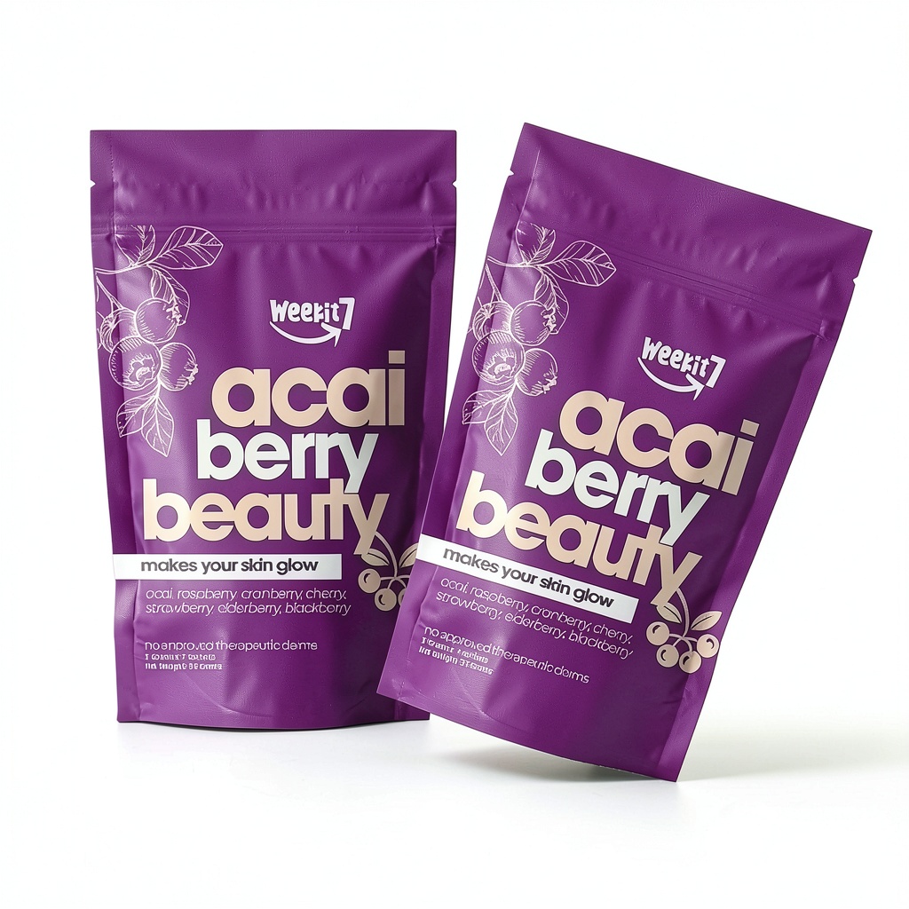 WEEKIT7 Berry Drink sachet displayed with fresh berries
