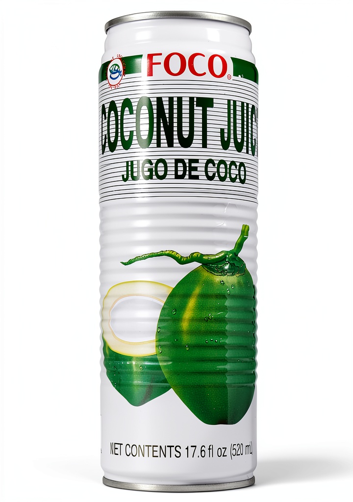 Foco Coconut Juice frozen packaging displayed in a kitchen setting