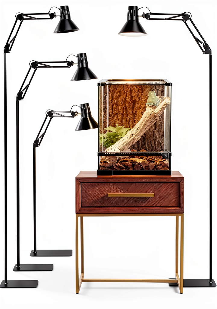 Reptile heat lamp in use
