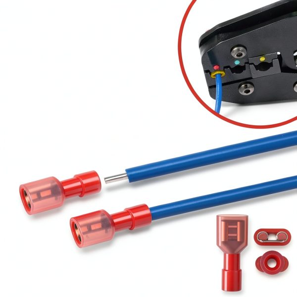 ANGSTROM Female Insulated Nylon Disconnect Spade Terminals Red 22-16ga-2