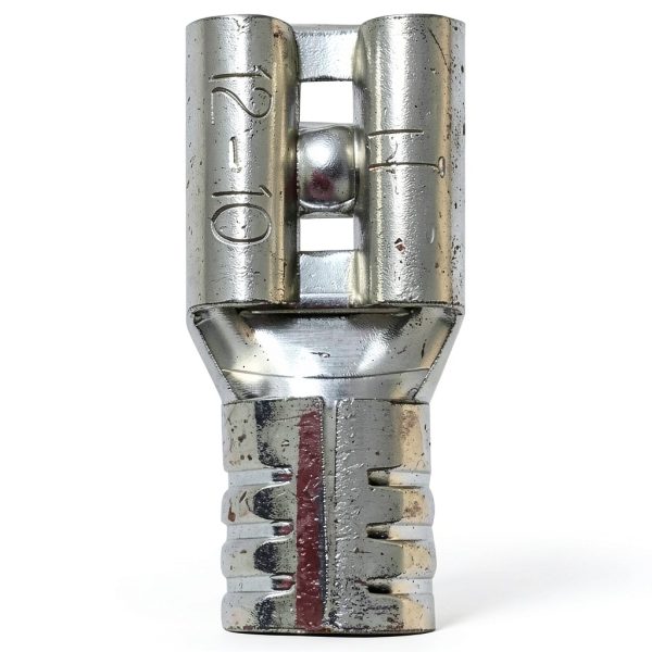 Sherco-Auto 100 Pcs Non-Insulated 8 Gauge Female Quick Disconnect Connector - .250 1/4" Stud Wire Terminal - Brass & V-Grooves Serrations for Strong Crimps & Corrosion Resistance - Made in USA-2
