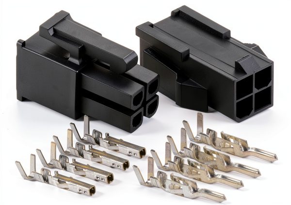 Molex 4-Pin Black Mini-Fit Jr Connector, 18-24 AWG Pins, Brass Housing-0