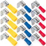 ANCIRS 15pcs Semi-Insulated Piggyback Spade Connectors 22-10 AWG-0