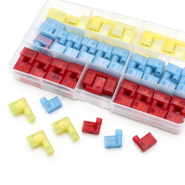 Right Angle Spade Connector 90Pcs Nylon Crimp Flag Terminals Tnisesm-3