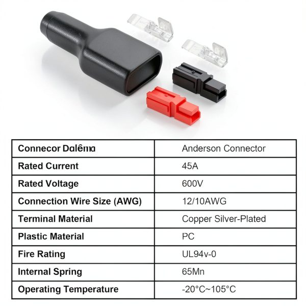 XRDS-RF 10 Pairs 45Amp Power Connectors Kit, 600V Quick Disconnect Wire, 12-10AWG, Heavy-Duty Electrical With Copper Silver-Plated Terminals and Protective Covers - Red & Black-1